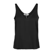 Broderet V-Hals Silke Tank Top