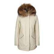 Beige Arctic Parka med Aftagelig Pels