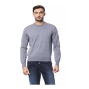 Grå Broderet Merinould Sweater