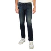 Slim-fit Herre Jeans med Klisk Knappelukning