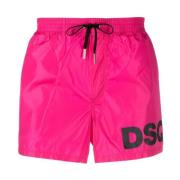 Fuchsia Logo-Print Badeshorts