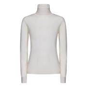 Hvid Ribbet Rullekrave Turtleneck Sweater