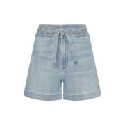 Højtaljede Jeansshorts med Bælte