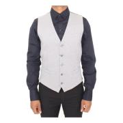 Grå Stretch Kjole Vest Blazer