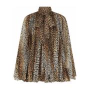 Leopard Print Plisseret Mini Kjole