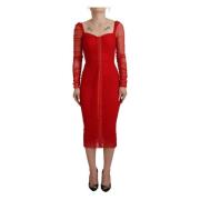 Rød Mesh Trim Bodycon Sheath Kjole