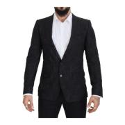 Blomstret Jacquard Enkelt Brystet Blazer