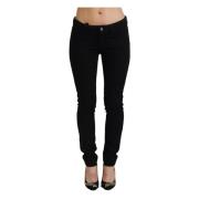 Sort Bomuld Lavtaljede Slim Fit Denim Jeans