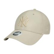 Beige Faux Læder Hat med Logo