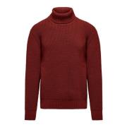 Ribbet rullekrave sweater i uldblanding