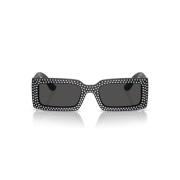 Geometric Rectangular Sunglasses in Black Acetate