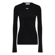 Sort Ribstrikket Sweater med Off Logo