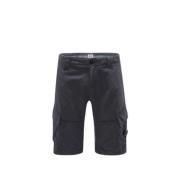 Marineblå Bomuldslinned Cargo Shorts