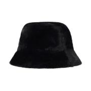 Sort Falsk Pels Bucket Hat