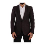 Lilla Jacquard Enkelt Brystet Blazer