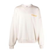 Beige Sweater med Logo Print