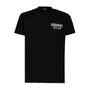 Sort Bomuld T-shirt med Logo Print