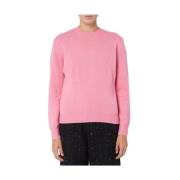 Rosa Sweater med Logo Broderi