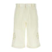 Ivory Satin Bermuda Shorts