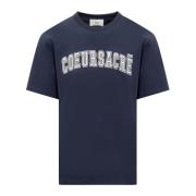 Crew Neck T-Shirt med Patch Skrift