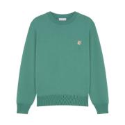 Rævehoved Patch Sweatshirt i Teal Grey