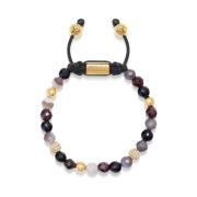 Women's Beaded Bracelet with Botswana Agate, Garnet, Agate and Gold