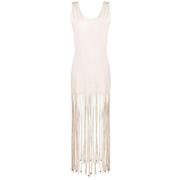 Off White Fringed Midi Kjole