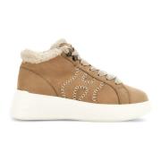 Beige Mid-Top Vintersneakers med Unikt H-Detalje