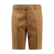 Beige Uld Shorts med Lynlåslukning