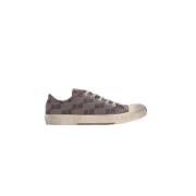 Mørk Beige og Brun Jacquard Low-Top Sneakers med BB Monogram