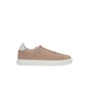 Beige Low-Top Sneakers med læderforing og gummisål