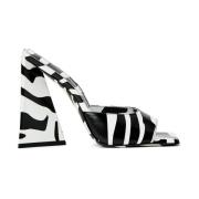 Zebra Print Læder Mules