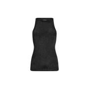 Sort Lurex Strik Tank Top