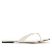 Klassiske Læder Flip Flops i Ivory