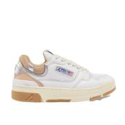 CLC Lavtop Sneakers - Hvidt Læder med Beige Ruskind og Lyserøde Detalj...