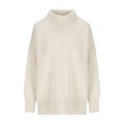 Hvid Cashmere Sweater med Høj Hals