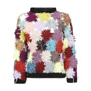 Håndlavet Hæklet Blomster Sweater