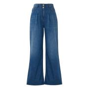 Bredbenede jeans med dobbelte knapper