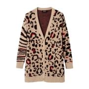 Leopard Print V-Hals Cardigan