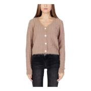 Brun V-Hals Knap-Front Cardigan