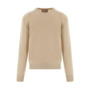 Beige Logo Broderet Sweater