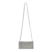 Sølv Krystal Mesh Clutch med Krystal Skulderrem