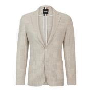 Moderne Slim Fit Jakke i Mønstret Jersey Beige