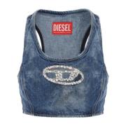 Denim Crop Top med Juvelspænde