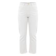 Straight-leg jeans med frynsede kanter