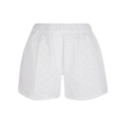 Beige Broderede Shorts