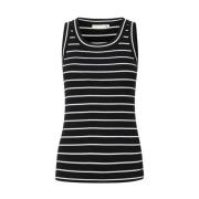 Stribet Tank Top - Sort/Hvid Tynd