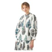 Puff ærme print bluse Muguet