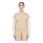 Beige Logo Print Sweatshirt