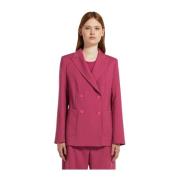 Fuchsia Dobbelt-Breasted Uld Blazer